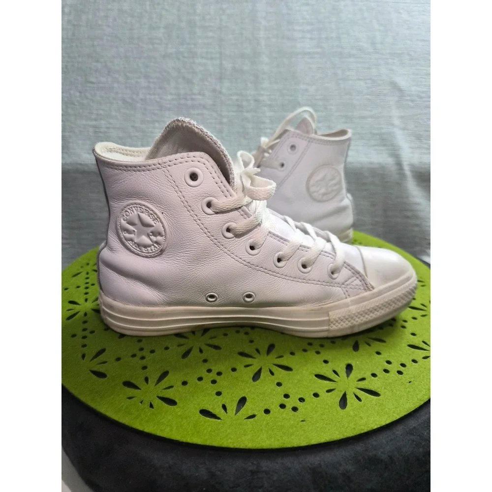 Converse Chuck Taylor All Star High Unisex US M4/W6 Shoes White Leather Sneakers - Picture 8 of 8